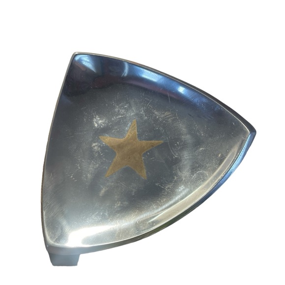 Texas Style Triangle Shaped Metal Candle Holder Chrome Finish With Gold Star I - Picture 3 of 8